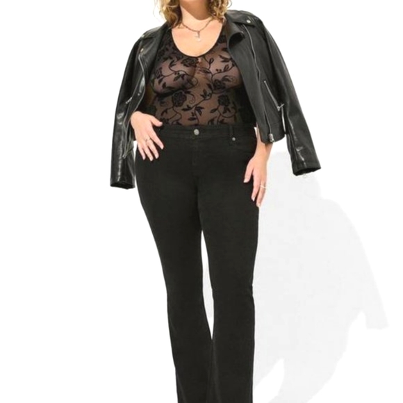 ❤️NWT VINTAGE TORRID BODYSUIT FLORAL ROSES SHEER MESH LINGERIE V NECK PLUS SIZE - Picture 11 of 16